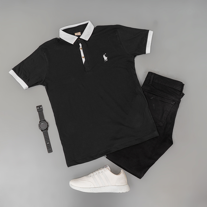 تیشرت مردانه مشکی مدل Polo90