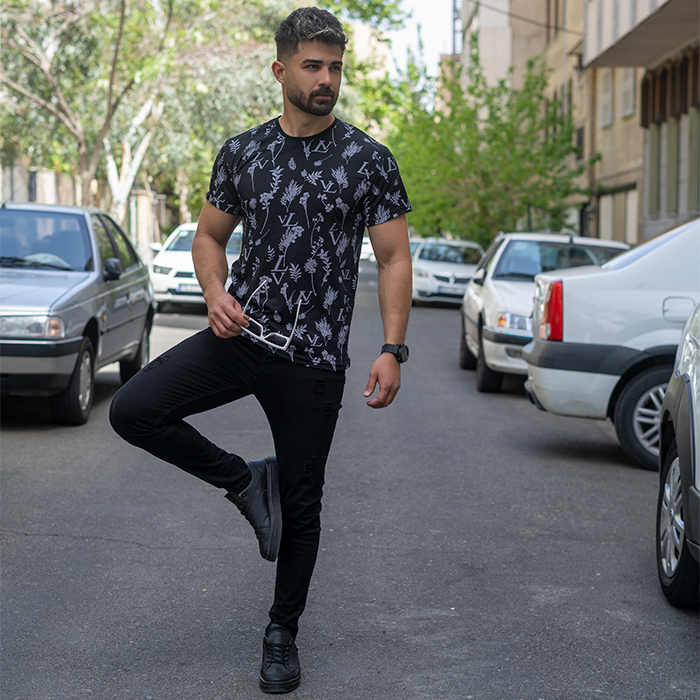 تیشرت مشکی مردانه طرح LV مدل OPAR