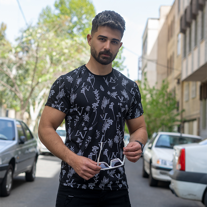 تیشرت مشکی مردانه طرح LV مدل OPAR