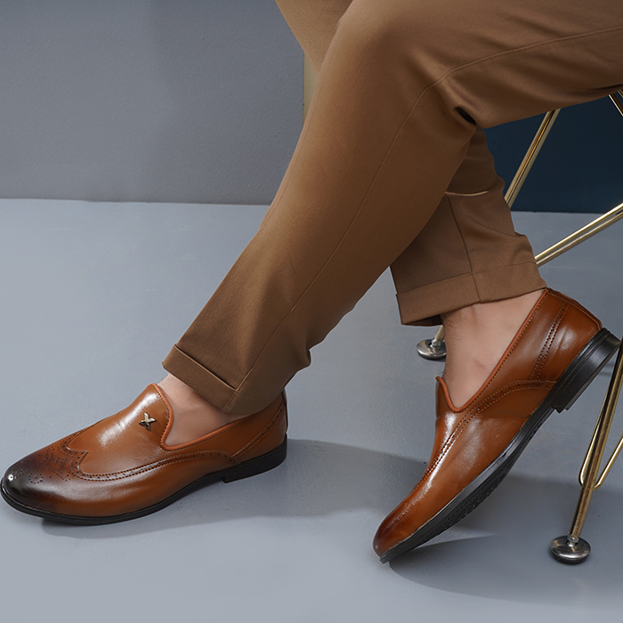 کفش کالج مردانه عسلی مدل Zinax