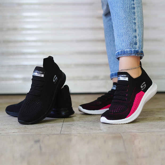 کفش ورزشی SKECHERS مشکی صورتی زنانه مدل melon