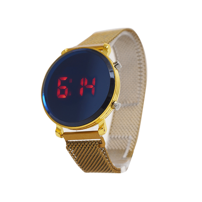 ساعت LED بند فلزی طلایی مدل Ronas