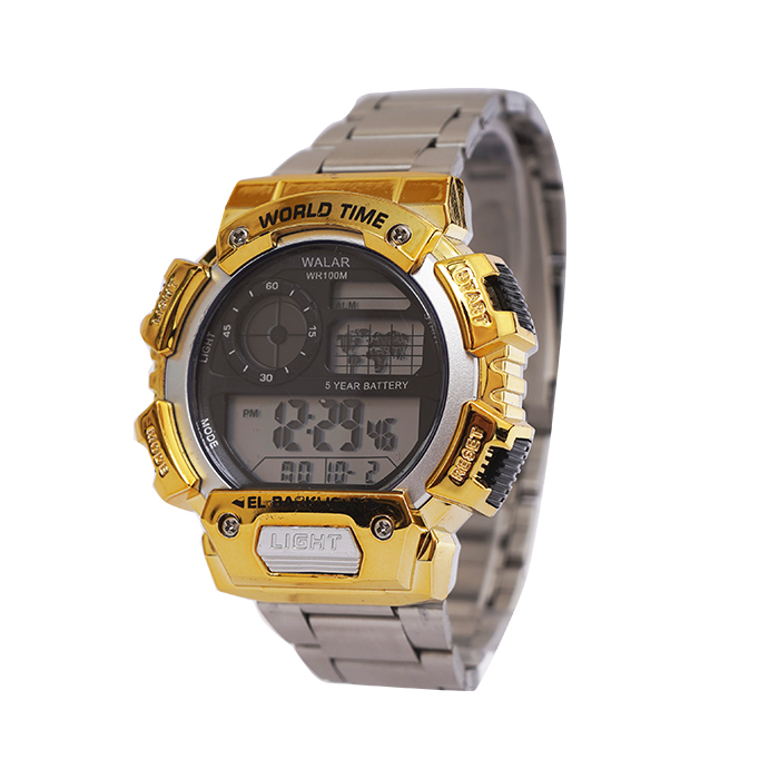 ساعت مچی کامپیوتری طلایی مدل Worldtime