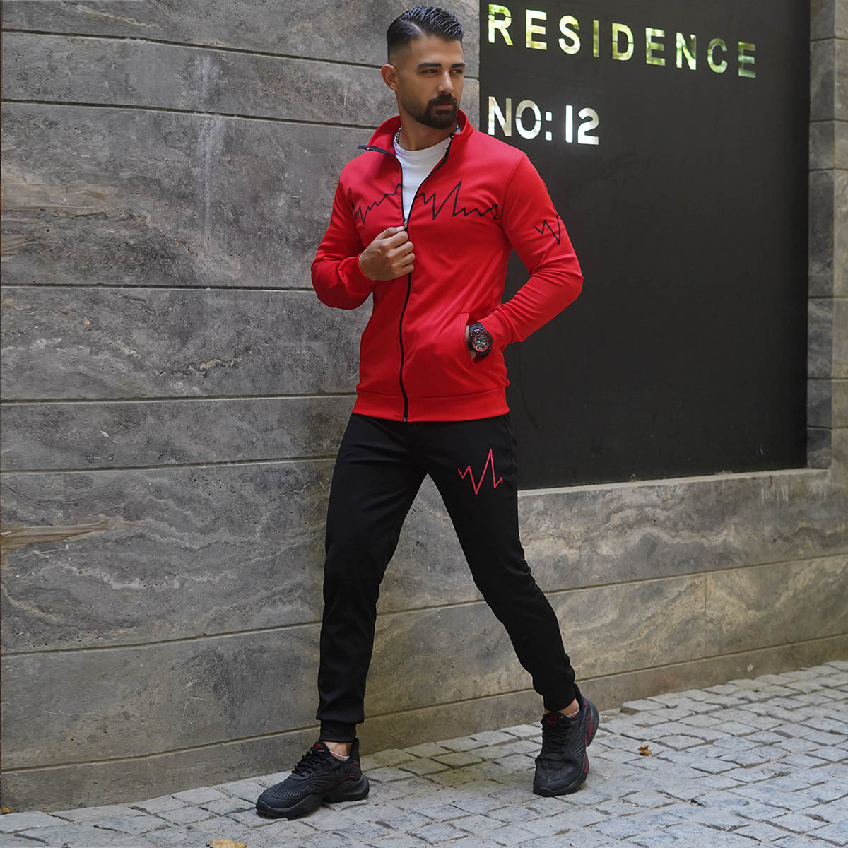 ست سوئیشرت شلوار مردانه قرمز مدل EKO