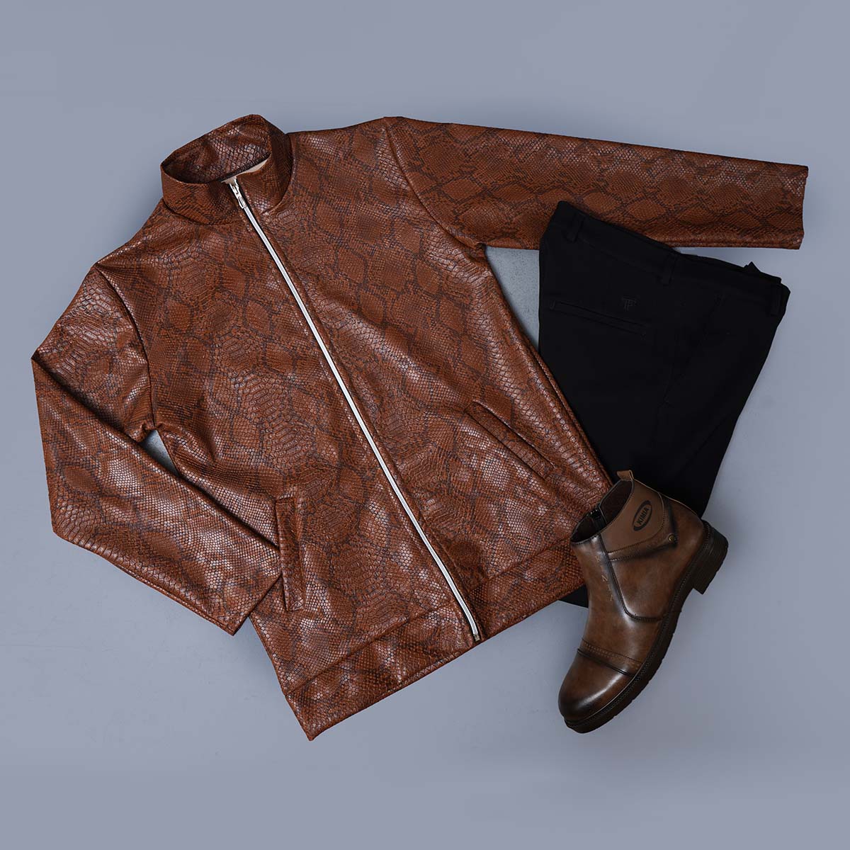 کاپشن چرم مردانه قهوه ای مدل Peyton