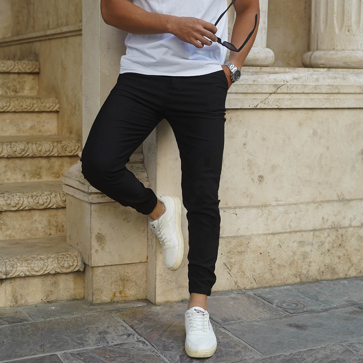 شلوار اسلش مردانه مشکی مدل KARA