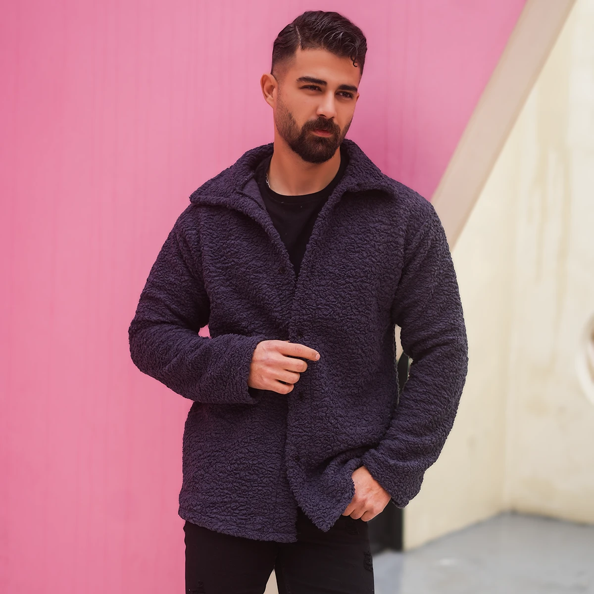 ژاکت مردانه طوسی مدل Tedi