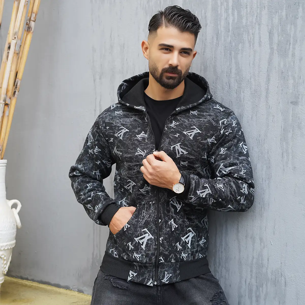 سوییشرت مردانه طرح LV مدل R63