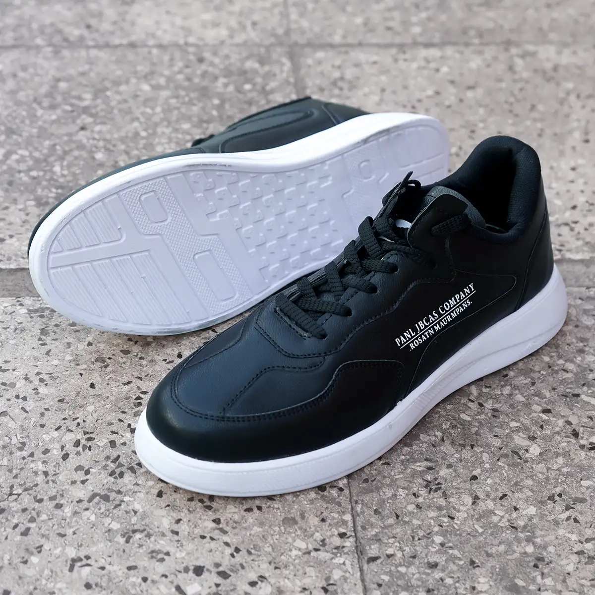 کفش تخت مشکی زیره سفید مردانه مدل Anatomic