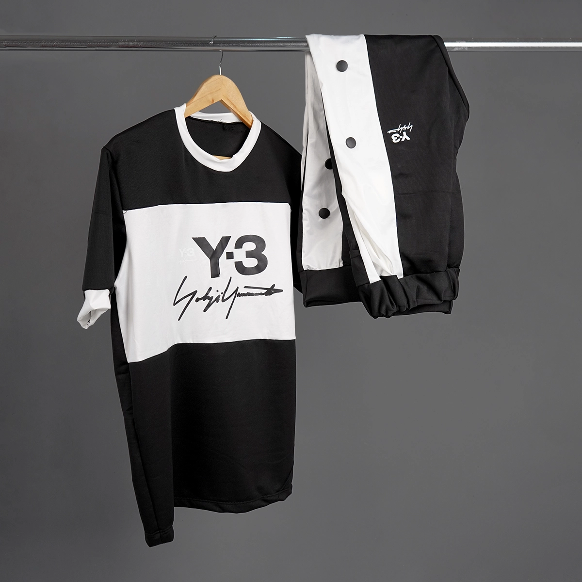 ست تیشرت شلوار سفید مشکی مردانه مدل y-3