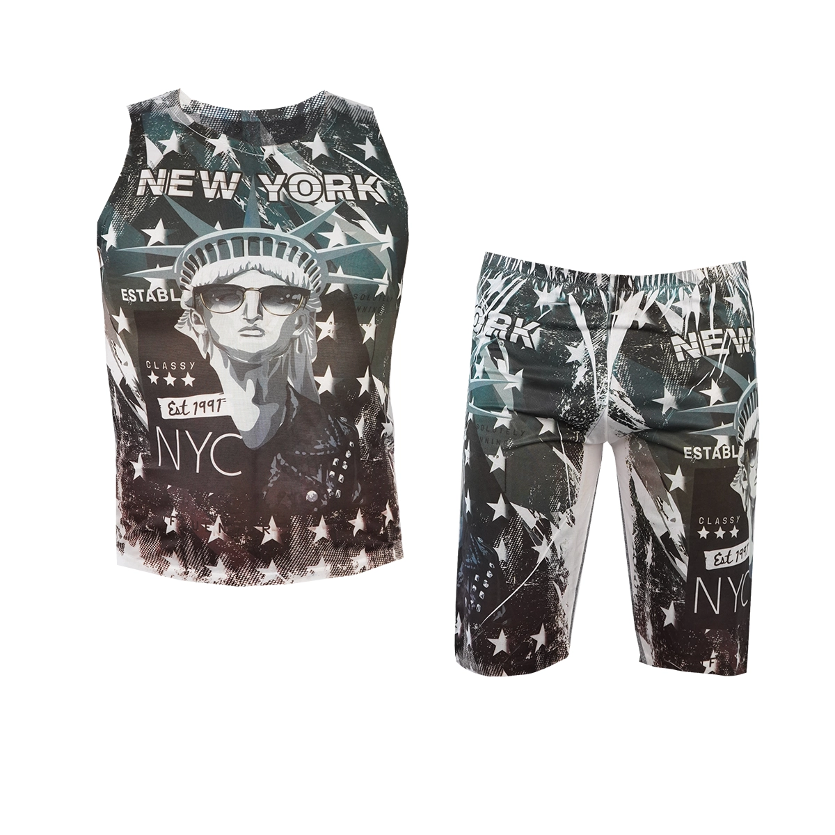 ست رکابی شلوارک مردانه طرح ستاره مدل NYC