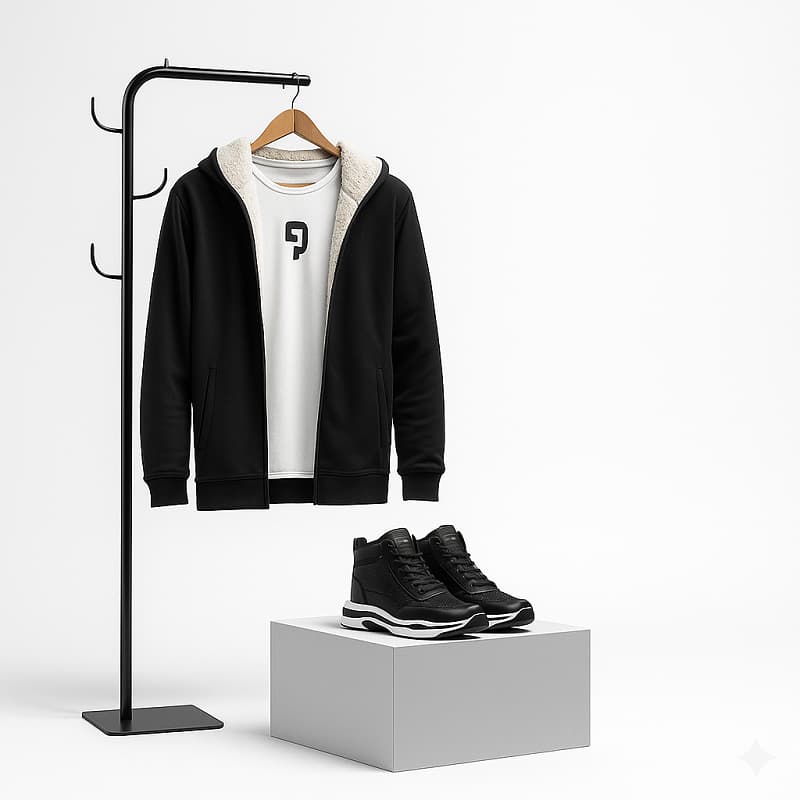 پکیج شنل خز سفید venitکفش emto مشکی