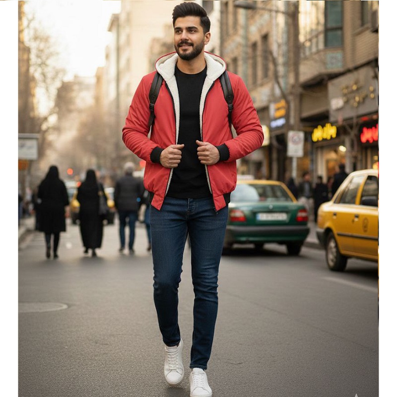 کاپشن ضدآب داخل خزتدی-قرمز