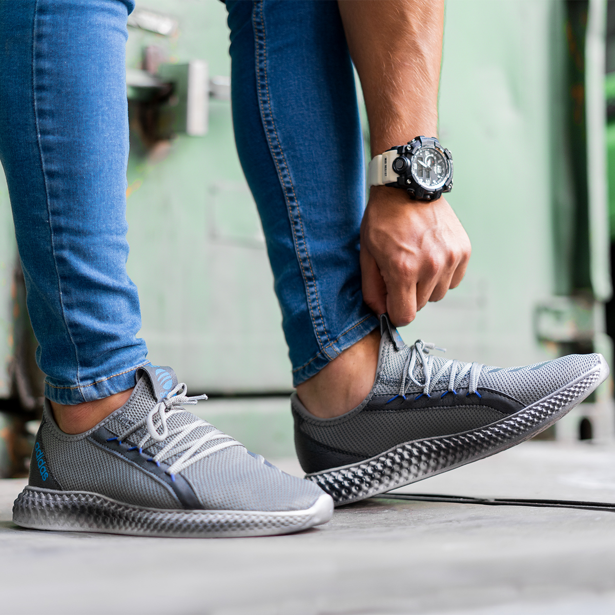 کفش ورزشی Adidas مردانه طوسی آبی مدل Barni