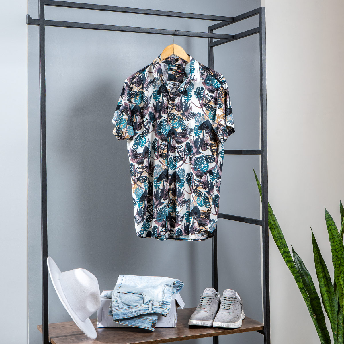 پیراهن هاوایی مردانه مدل Tetra