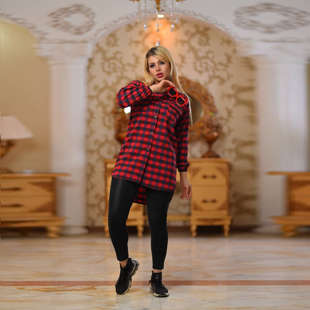 مانتو چهارخونه مدل Felora