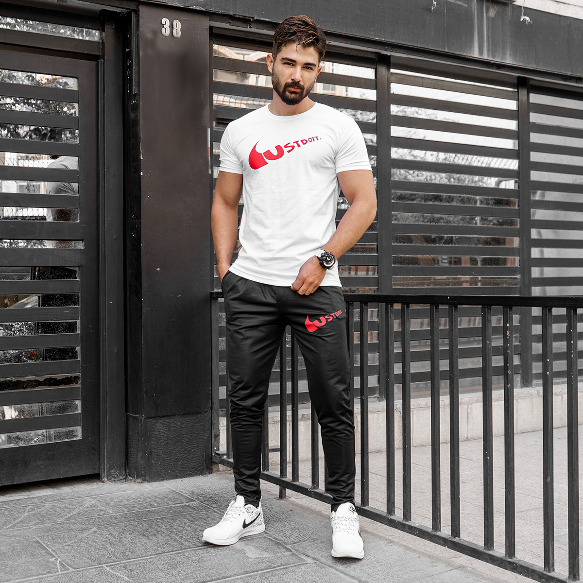 ست تیشرت شلوار Ust do itمردانه سفید مدلNeron