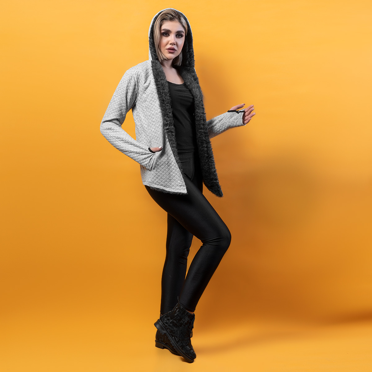 هودی دخترانه طوسی مدل Toran