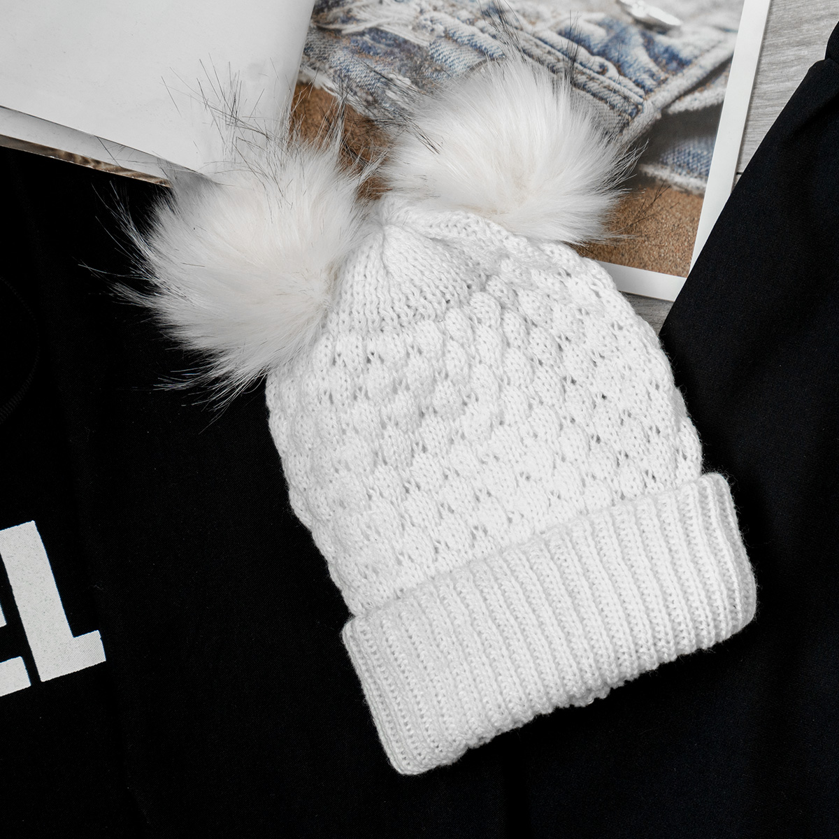 کلاه دخترانه خرگوشی سفید مدل Boshra