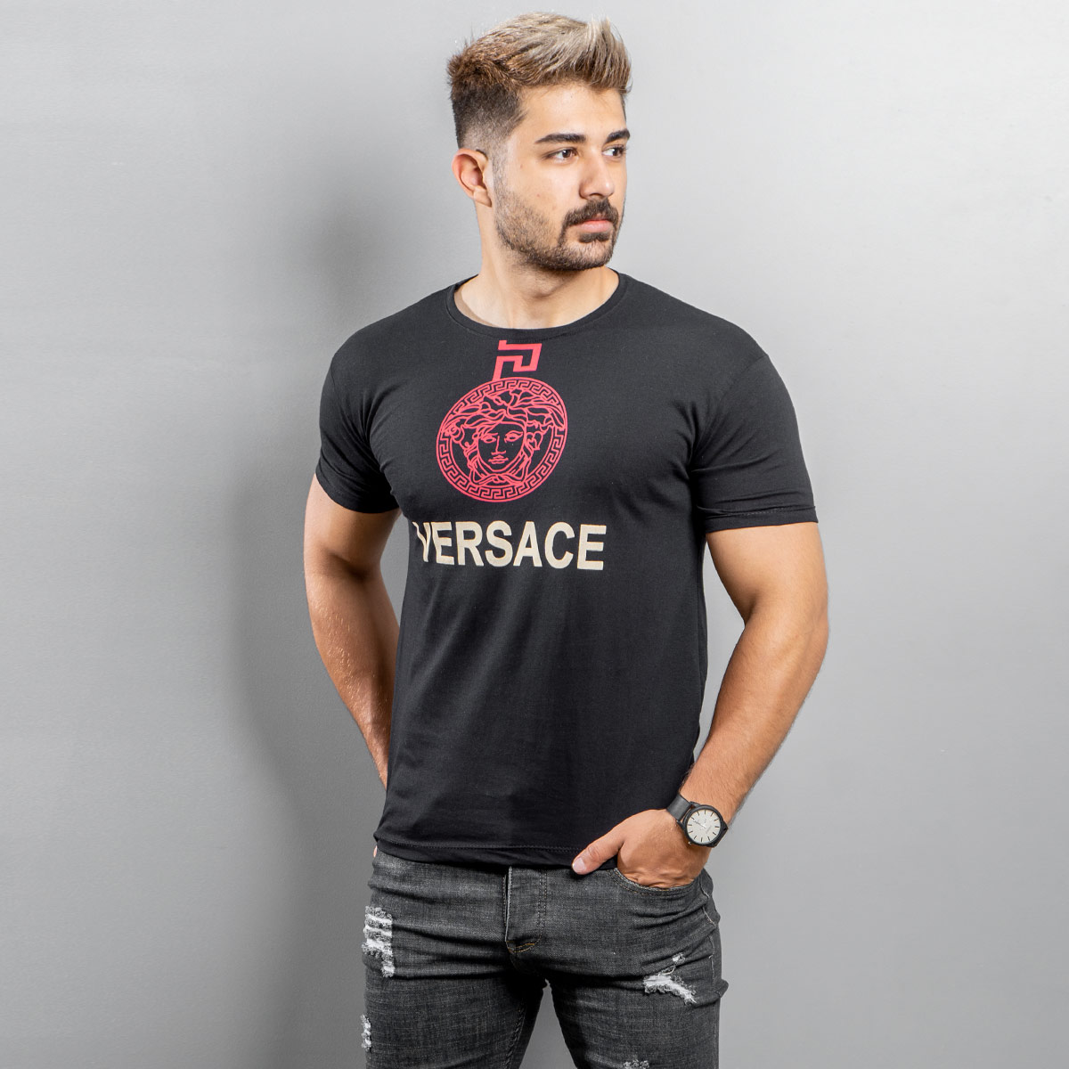 تیشرت Versace مردانه مشکی مدل Janatan