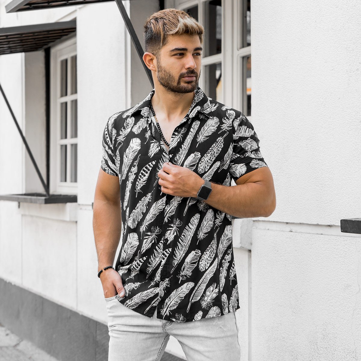 پیراهن هاوایی مردانه مدل Noyan