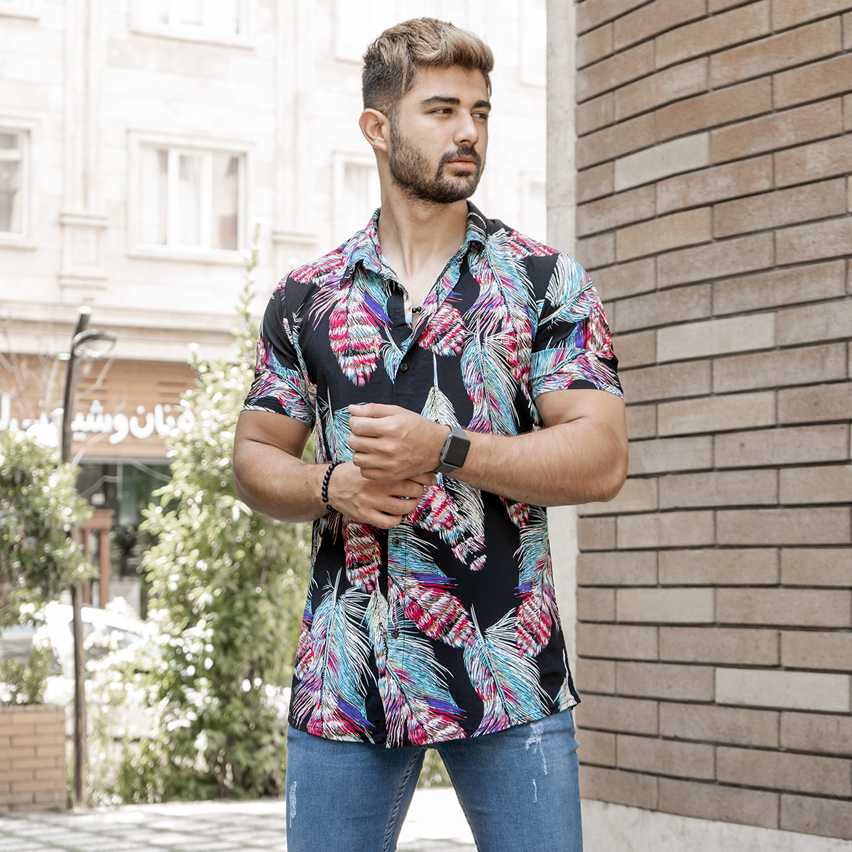 پیراهن هاوایی مردانه مدل Rastak