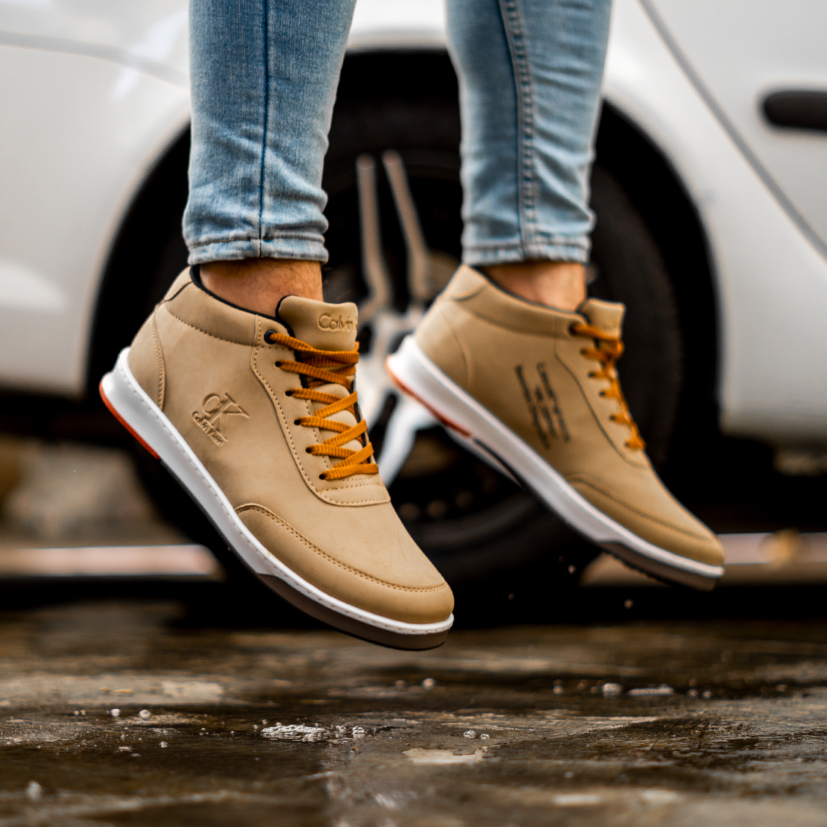 نیم بوت مردانه CK کرم مدل Sevil