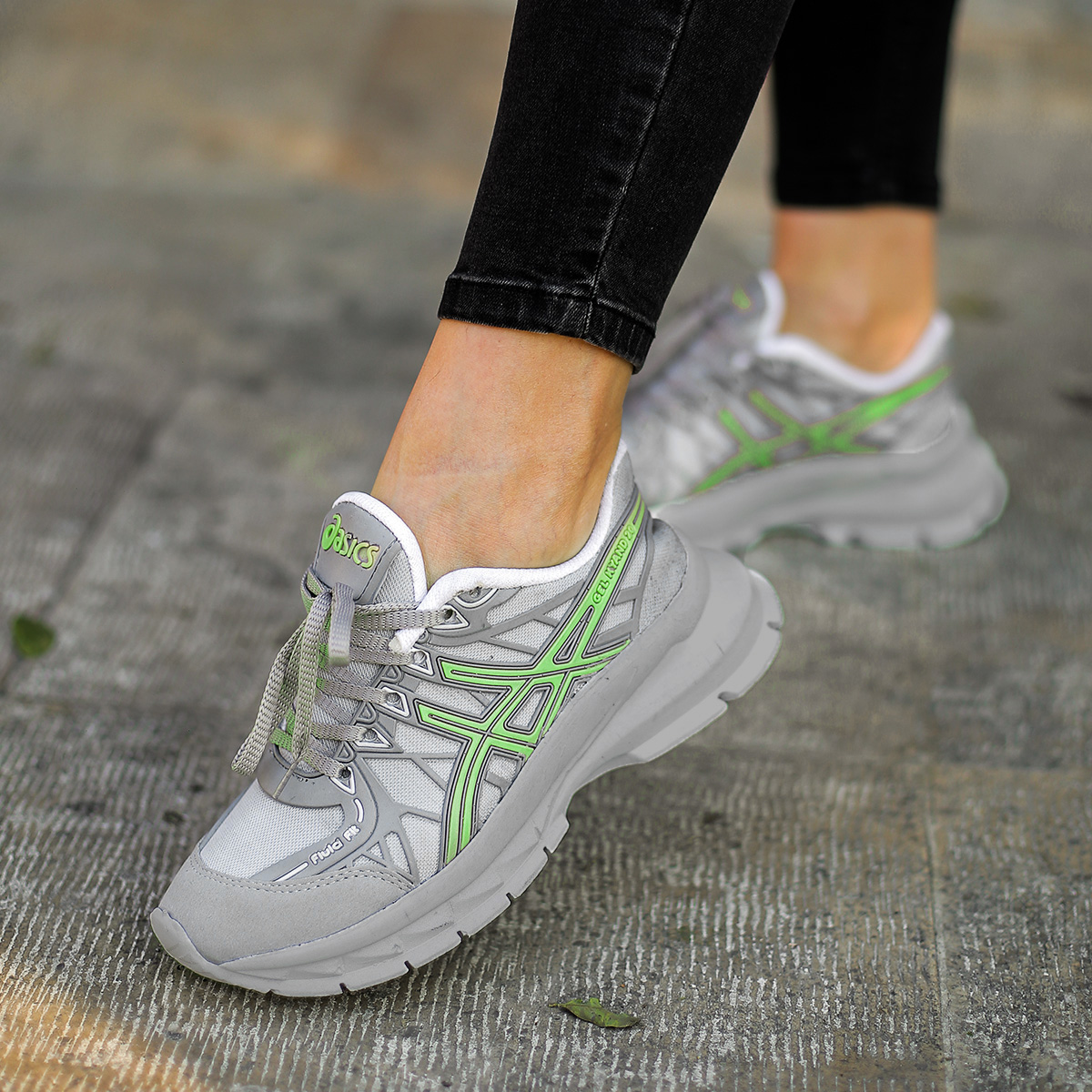 کفش ورزشی Asics زنانه طوسی سبز مدل Tina